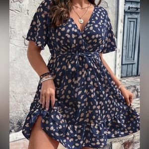 Shein, navy poke a dot dress
